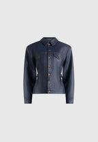 Karla - Wax Effect Cinch Waist Jacket - Indigo