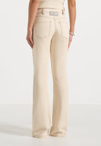 Abbie - Stacked Fit And Flare Jeans - Cream