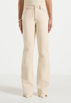 Abbie - Stacked Fit And Flare Jeans - Cream