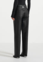 Jana - Wax Effect Denim Boyfriend Jeans - Black
