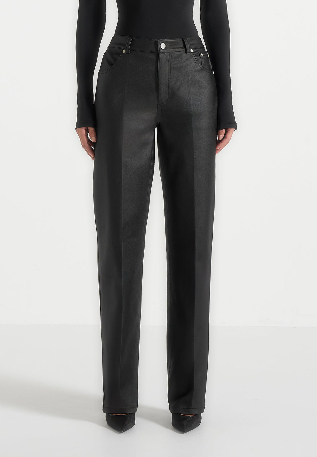 Jana - Wax Effect Denim Boyfriend Jeans - Black