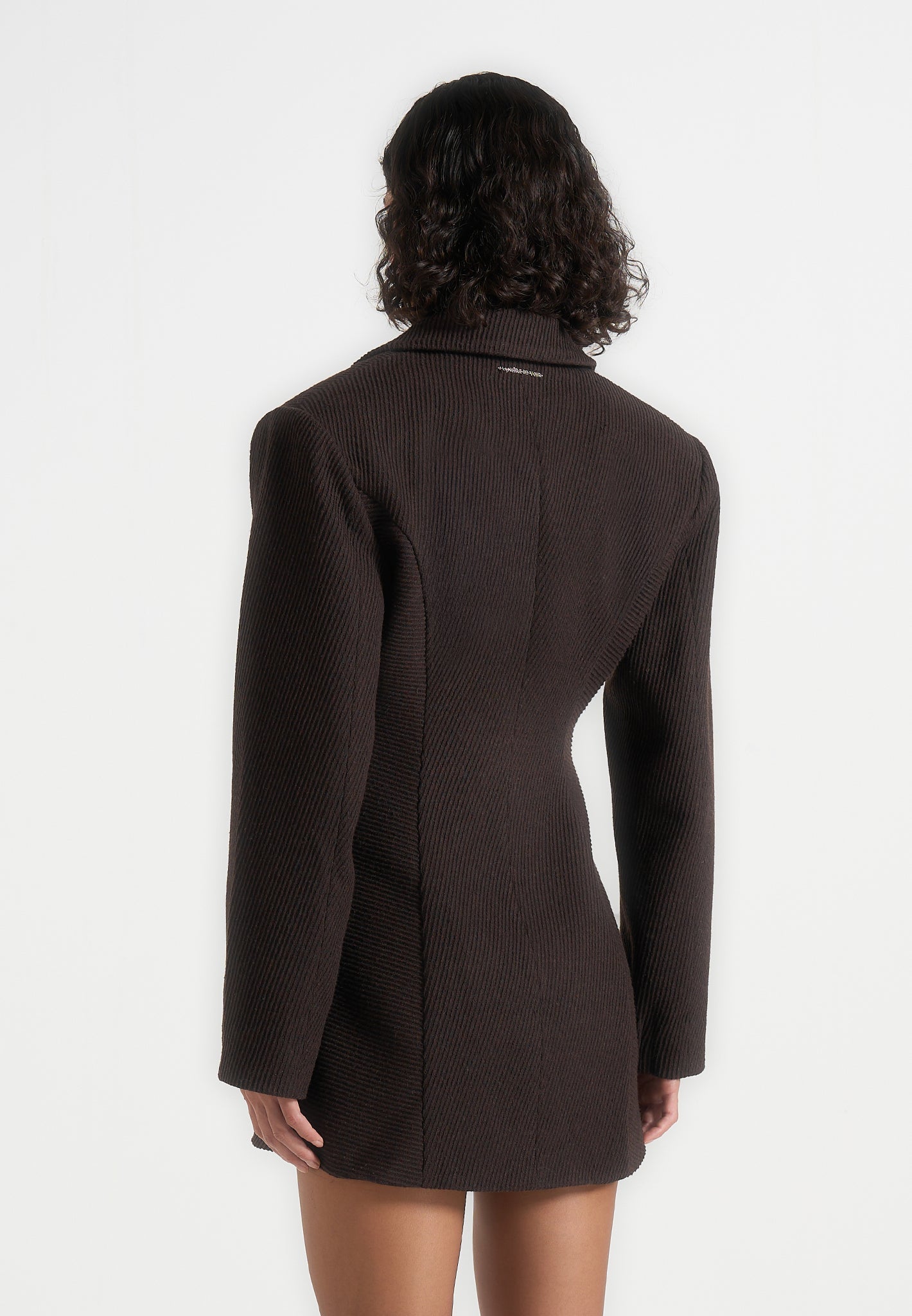 Sylvie - Oversized Wool Asymmetric Blazer Dress - Brown