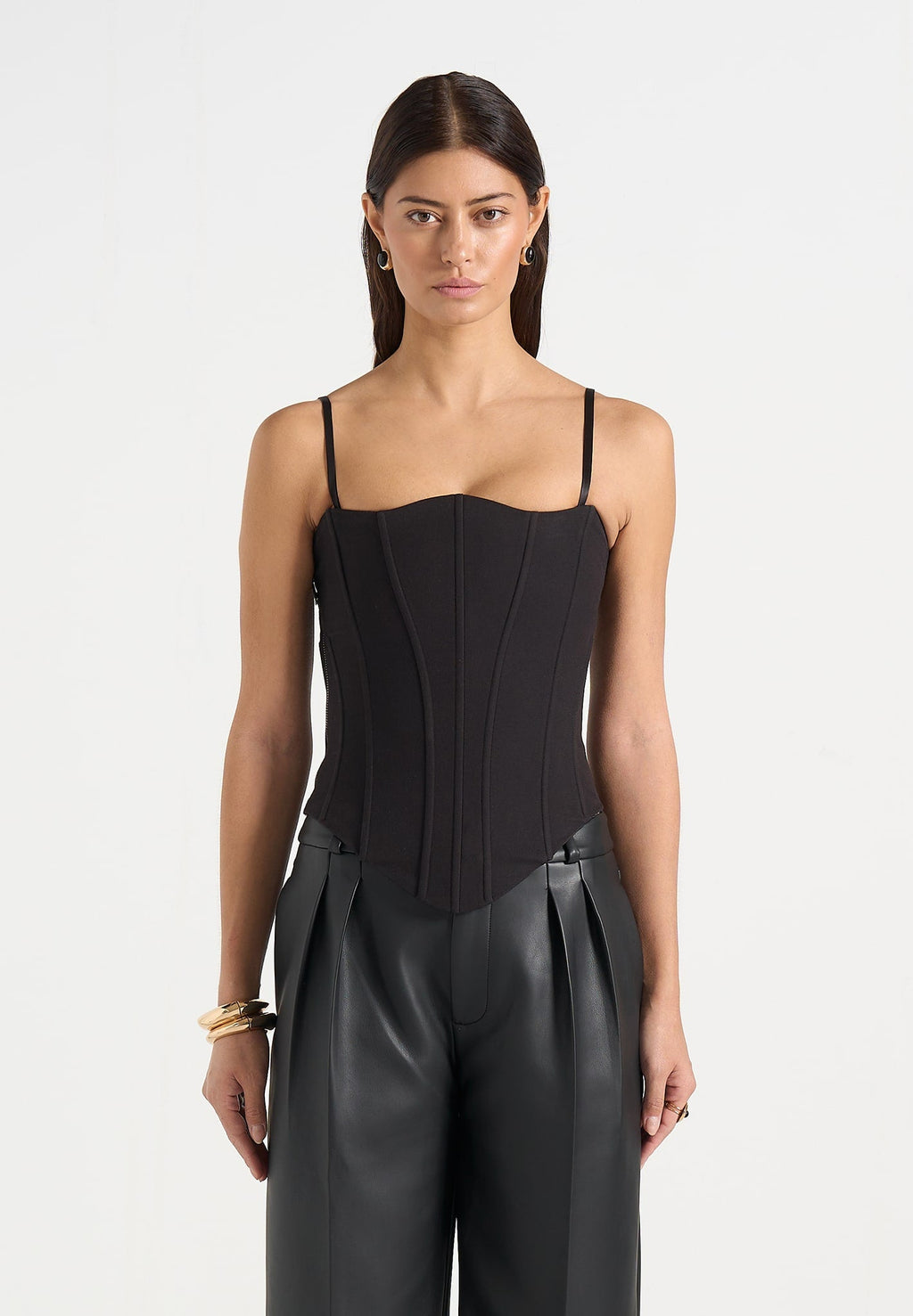 Scarlett - Tailored Lace Up Corset - Black