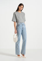 Mia - Wide Shoulder Bodysuit T-Shirt - Grey
