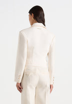 Prisca - Tailored Cropped Blazer - Cream