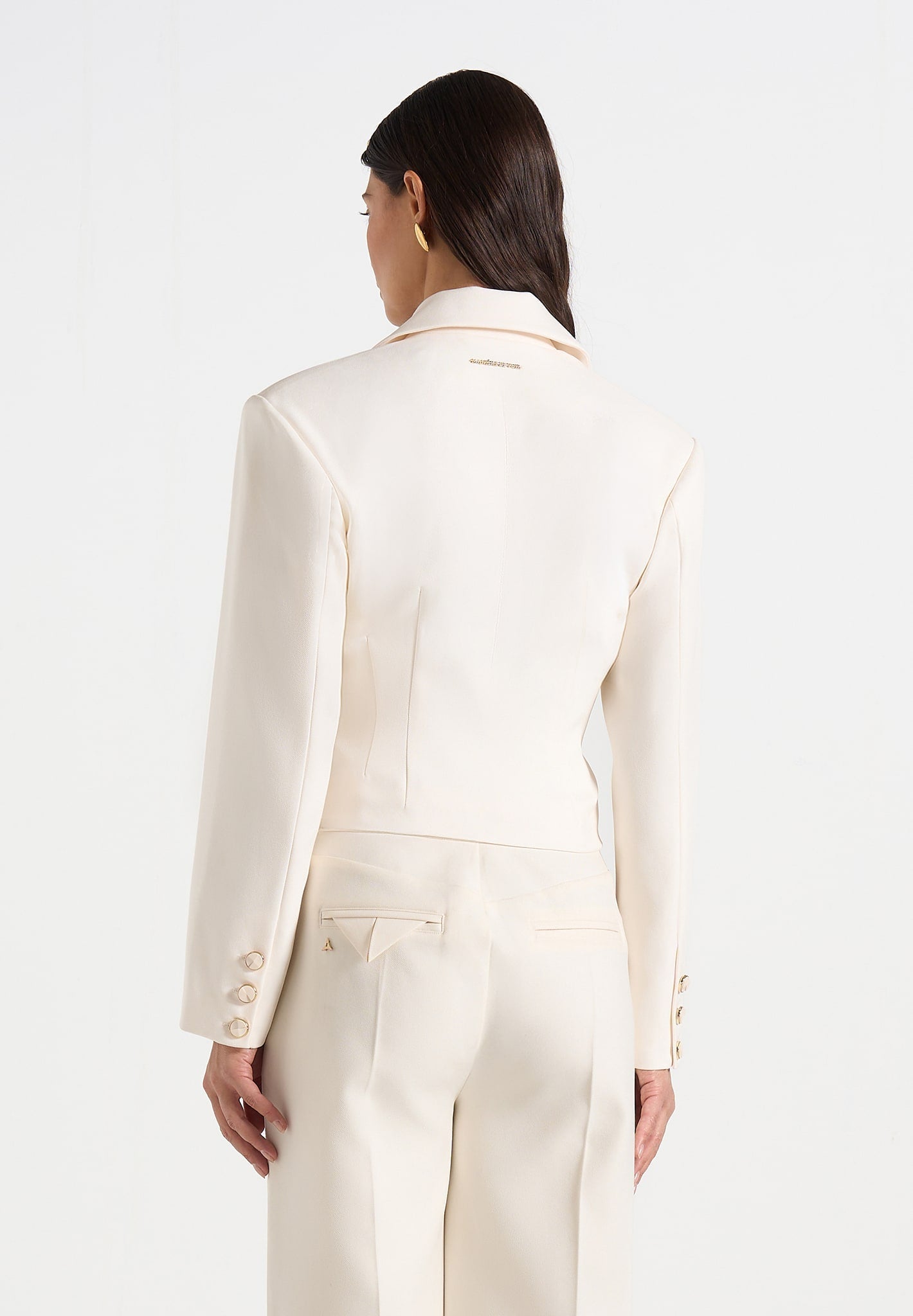 Prisca - Tailored Cropped Blazer - Cream