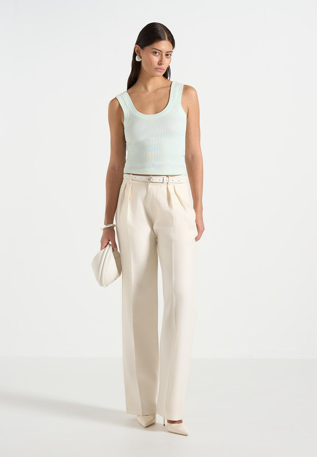 Liane - Scoop Neck Ribbed Cotton Vest - Mint Green