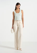 Liane - Scoop Neck Ribbed Cotton Vest - Mint Green