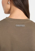 Pauline - Ruched Asymmetric Cotton T-Shirt - Olive