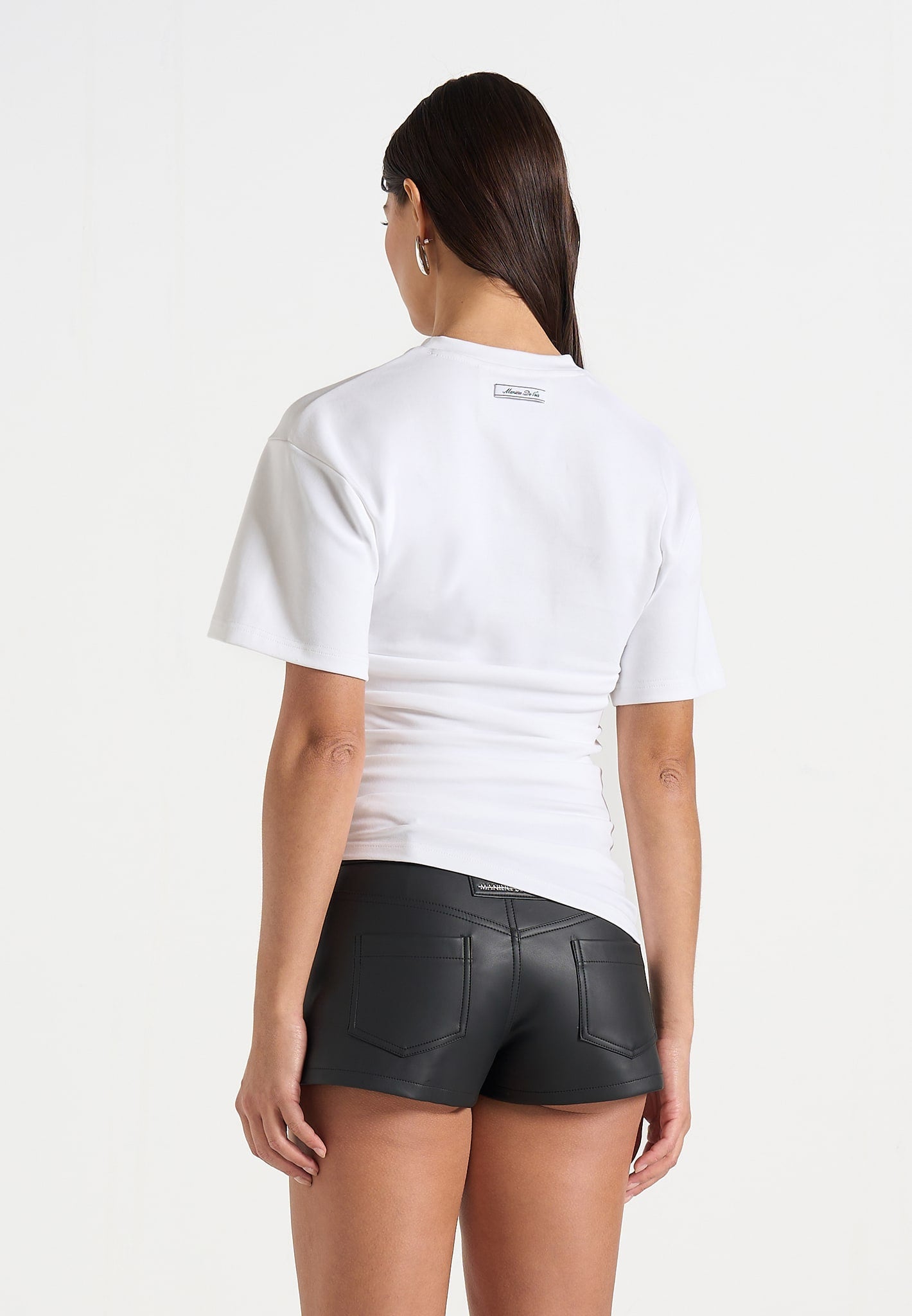 Pauline - Ruched Asymmetric Cotton T-Shirt - White