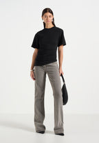 Pauline - Ruched  Asymmetric Cotton T-Shirt - Black