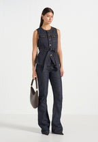 Darcy - Denim Crew Neck Waistcoat - Polished Indigo