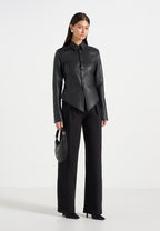 Sonia - Leather Cinch Shirt - Black