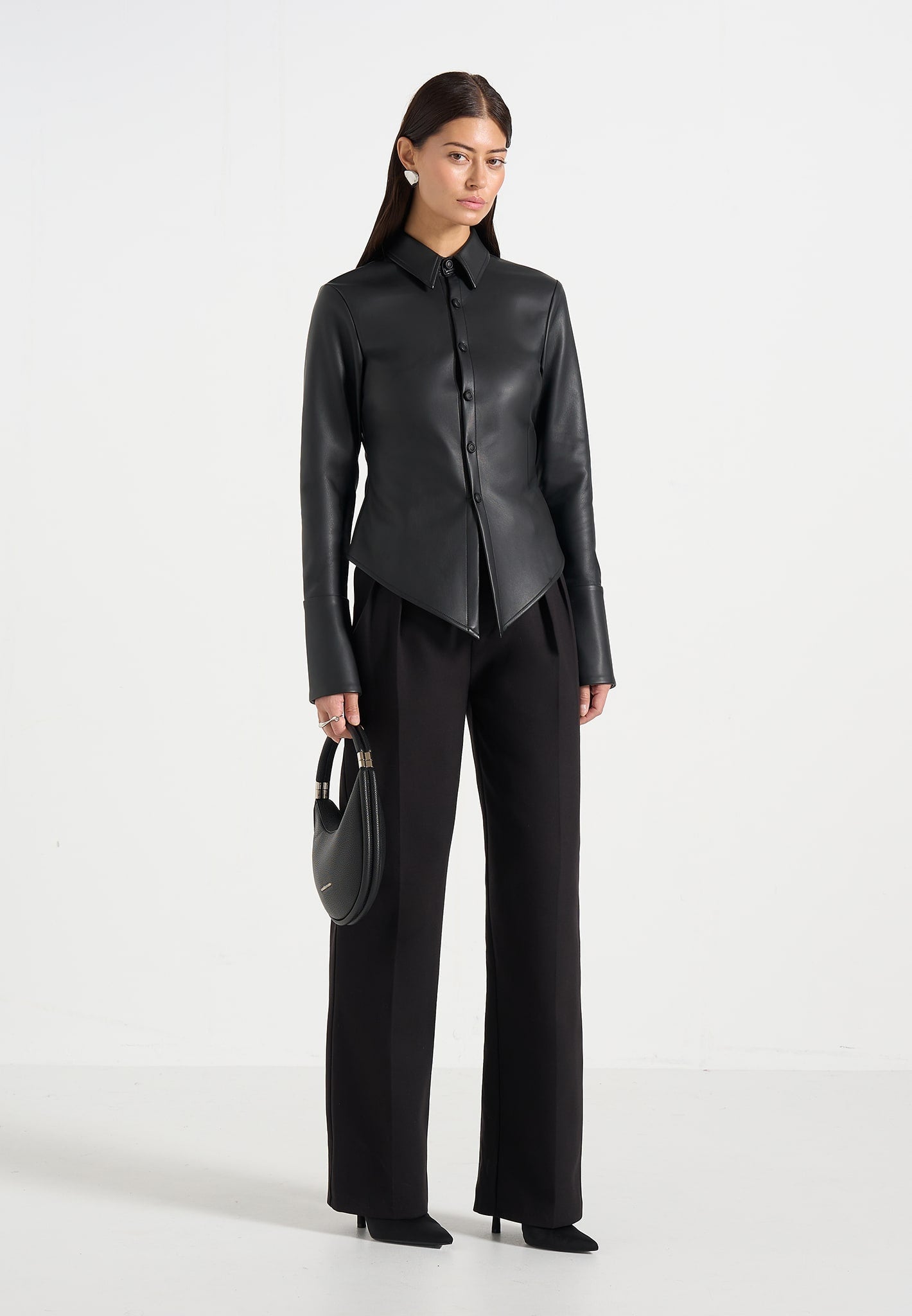 Sonia - Leather Cinch Shirt - Black