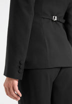 Harper - Tailored Cinch Blazer With Detachable Collar - Black