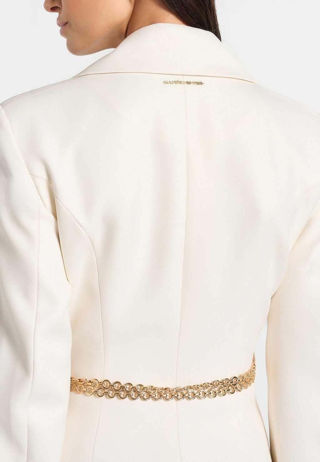 Zara - Double Breasted Blazer Dress With Chain - Off White