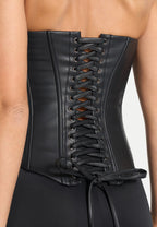 Scarlett - Leather Lace Up Corset - Black