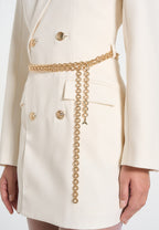 Zara - Double Breasted Blazer Dress With Chain - Off White