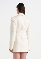 Amelie - Cinch Button Up Blazer Dress - Cream
