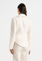 Yuna - Plunge Tailored Blazer With Belt - Cream