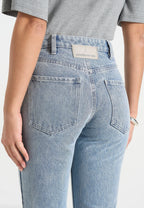 Abbie - Stacked Fit And Flare Jean - Mid Blue