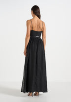 Rosie - Lace Corset Maxi Dress - Black
