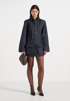 Laure - Cargo Shirt Mini Dress - Indigo
