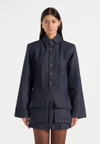 Laure - Cargo Shirt Mini Dress - Indigo