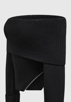 Zip Detail Knit Bandeau Top - Black