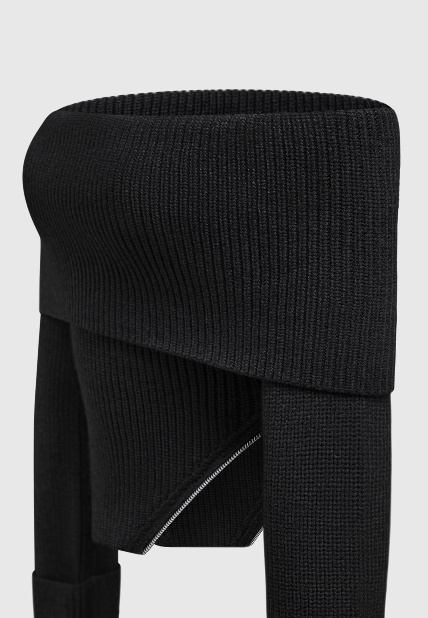 Zip Detail Knit Bandeau Top - Black