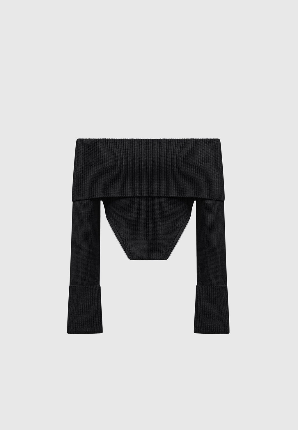 Zip Detail Knit Bandeau Top - Black