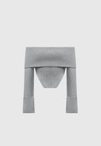 Zip Detail Knit Bandeau Top - Grey