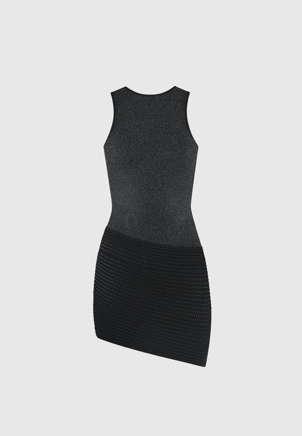 Asymmetric Knit Mini Dress - Black Marl