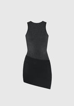Asymmetric Knit Mini Dress - Black Marl