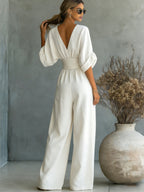 Fashion V-neck Waist Jumpsuit