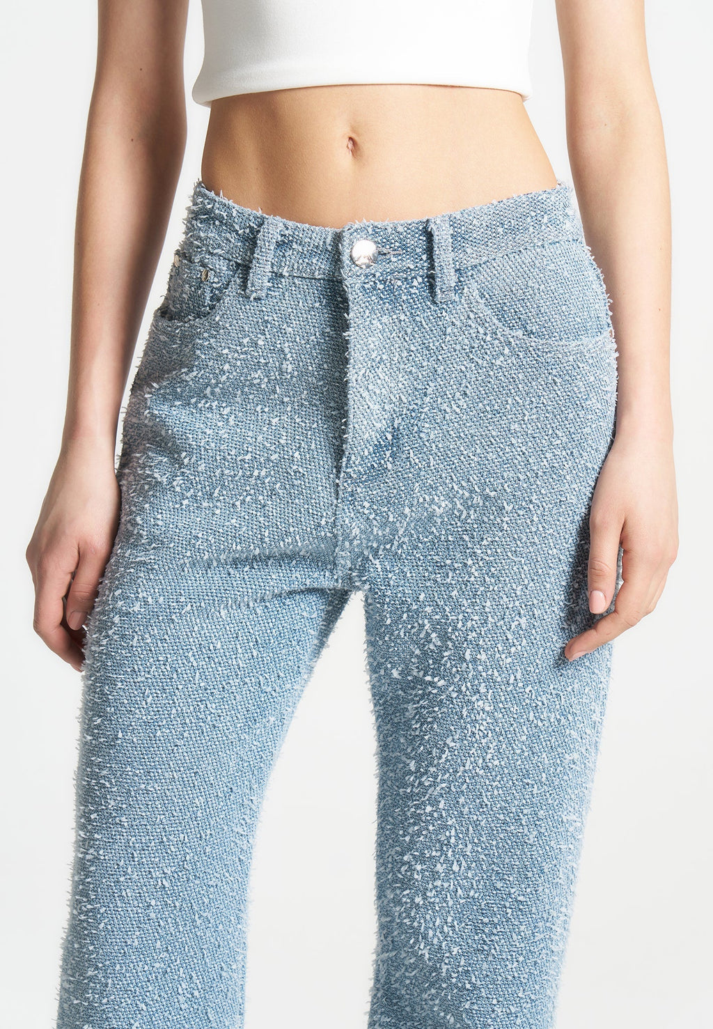Sara - Boucle Straight Leg Jeans - Light Blue