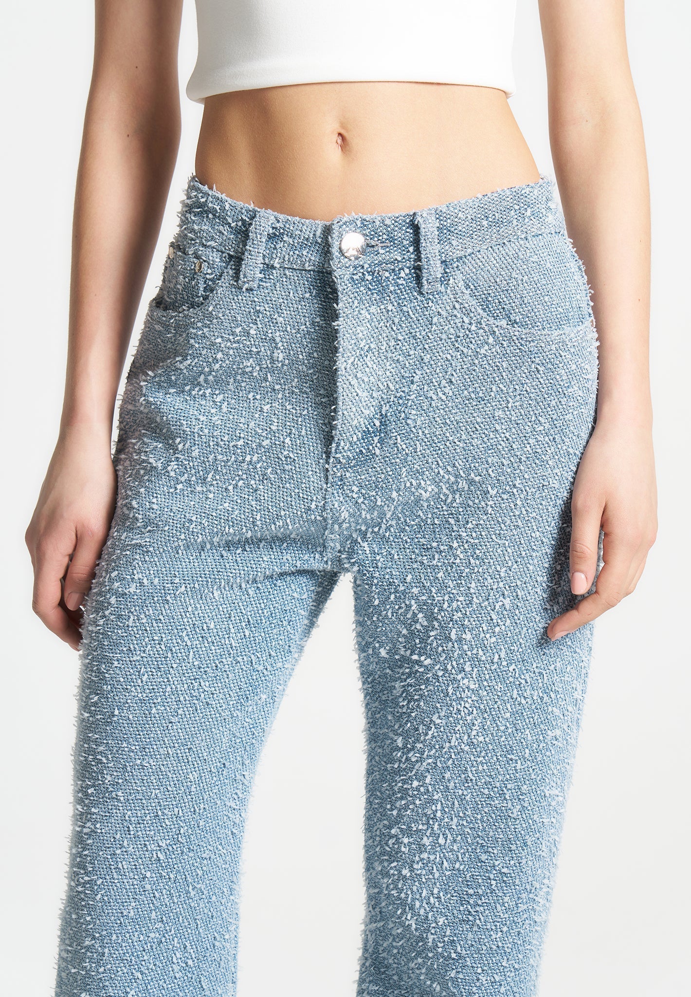 Sara - Boucle Straight Leg Jeans - Light Blue