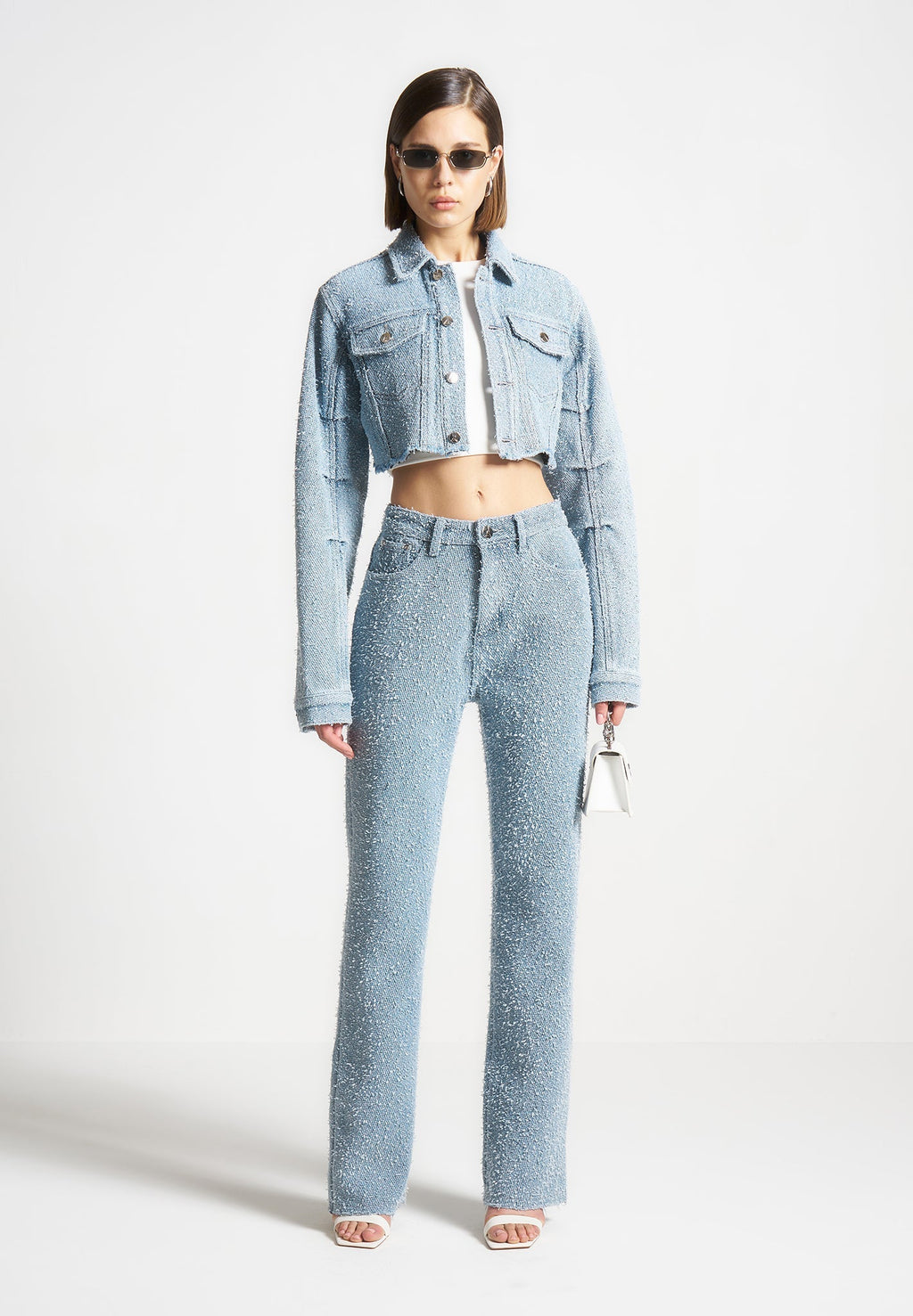 Sara - Boucle Straight Leg Jeans - Light Blue