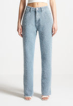 Sara - Boucle Straight Leg Jeans - Light Blue