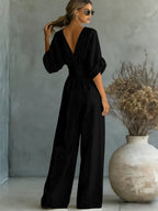 Fashion V-neck Waist Jumpsuit