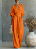 Fashion V-neck Waist Jumpsuit