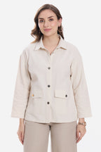 Cecily|100% Cotton Button Down Relaxed Shacket
