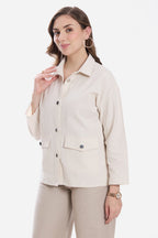 Cecily|100% Cotton Button Down Relaxed Shacket