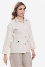 Cecily|100% Cotton Button Down Relaxed Shacket