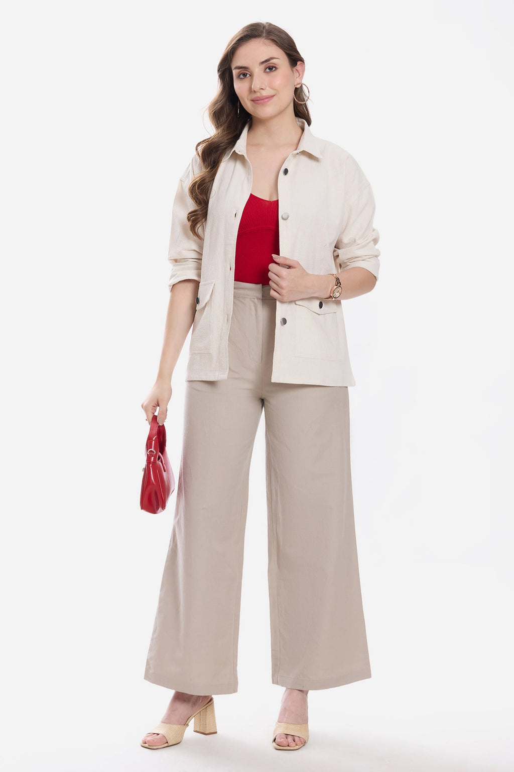 Cecily|100% Cotton Button Down Relaxed Shacket
