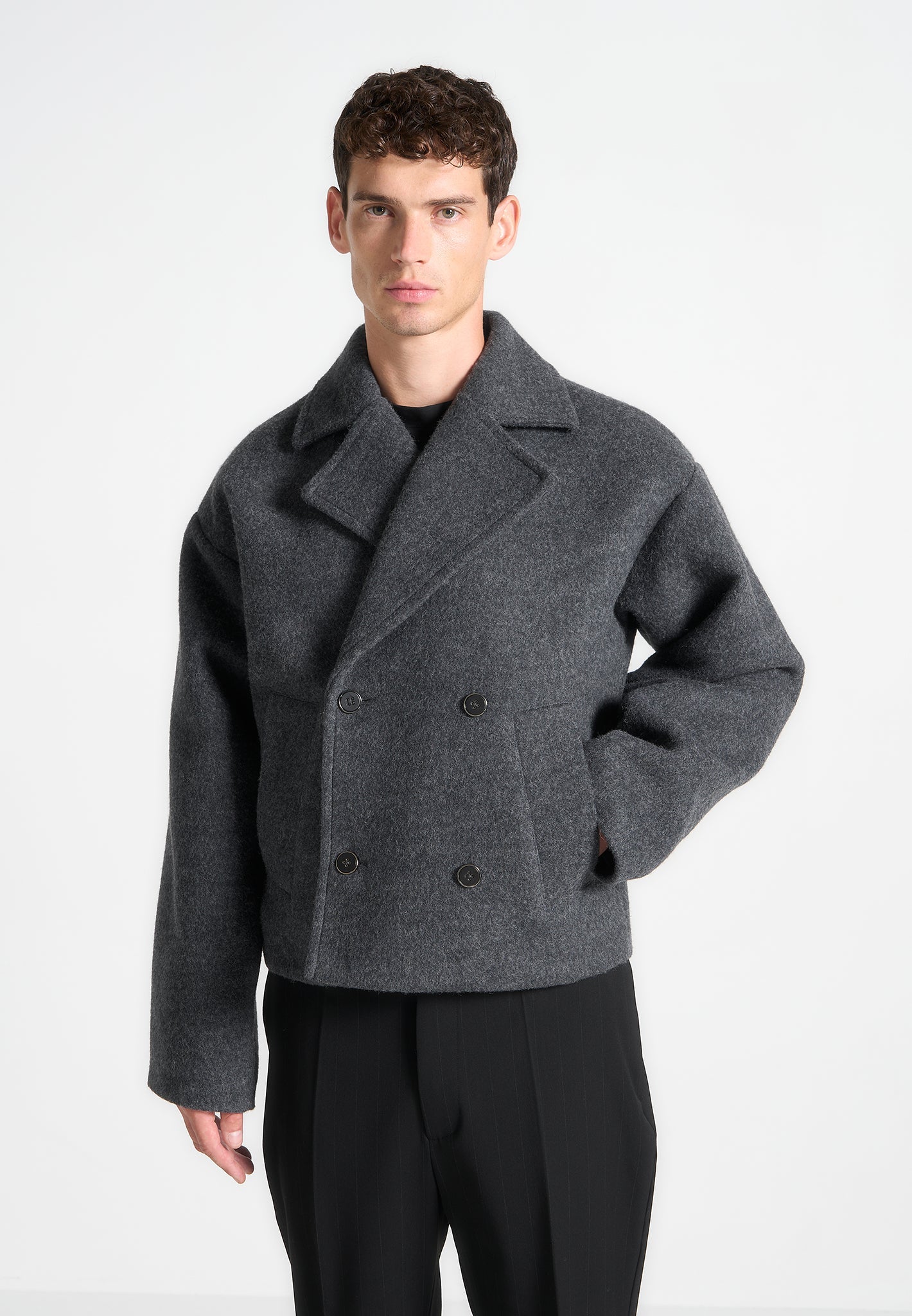 Mika - Unisex Double Breasted Jacket - Grey