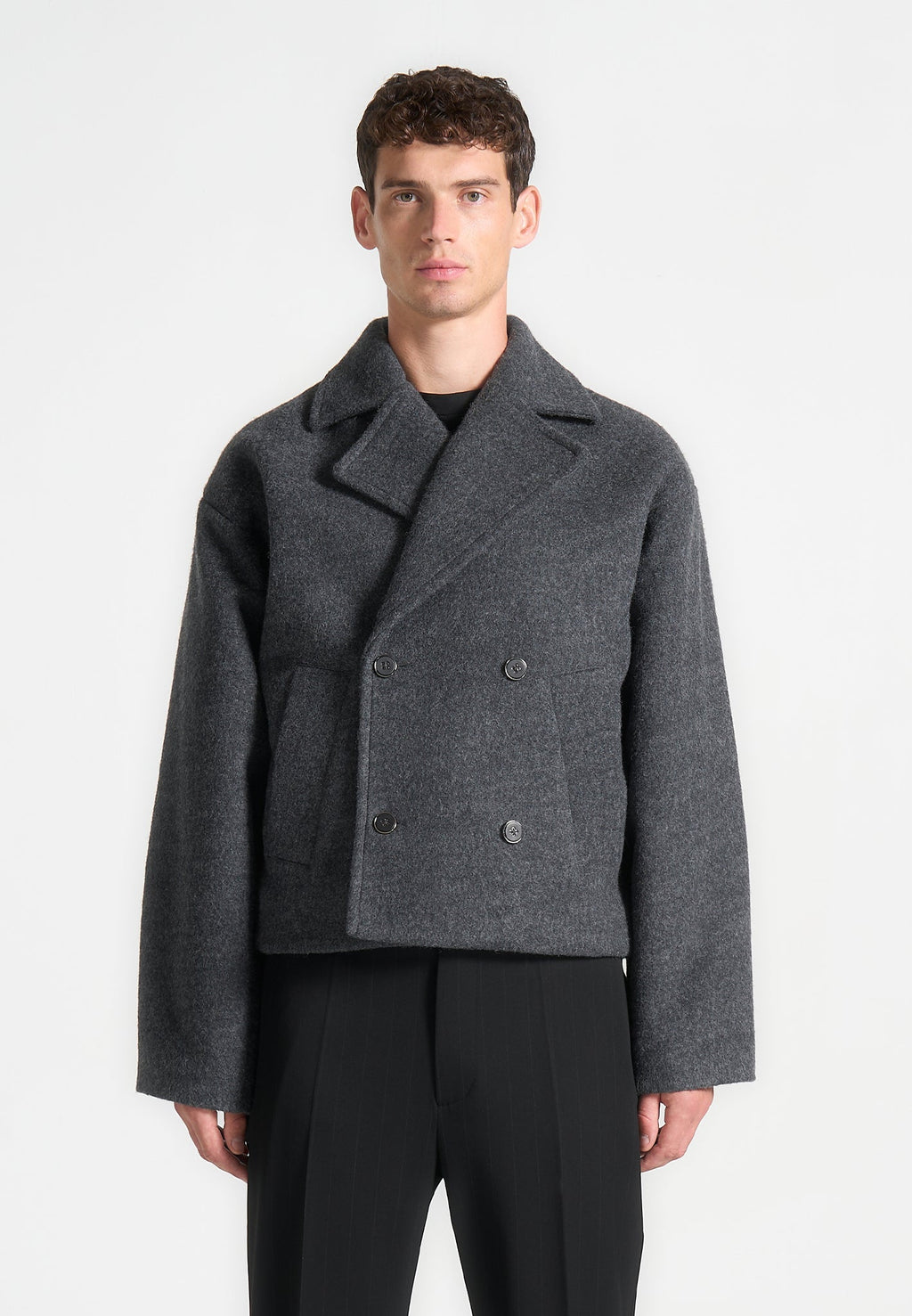 Mika - Unisex Double Breasted Jacket - Grey