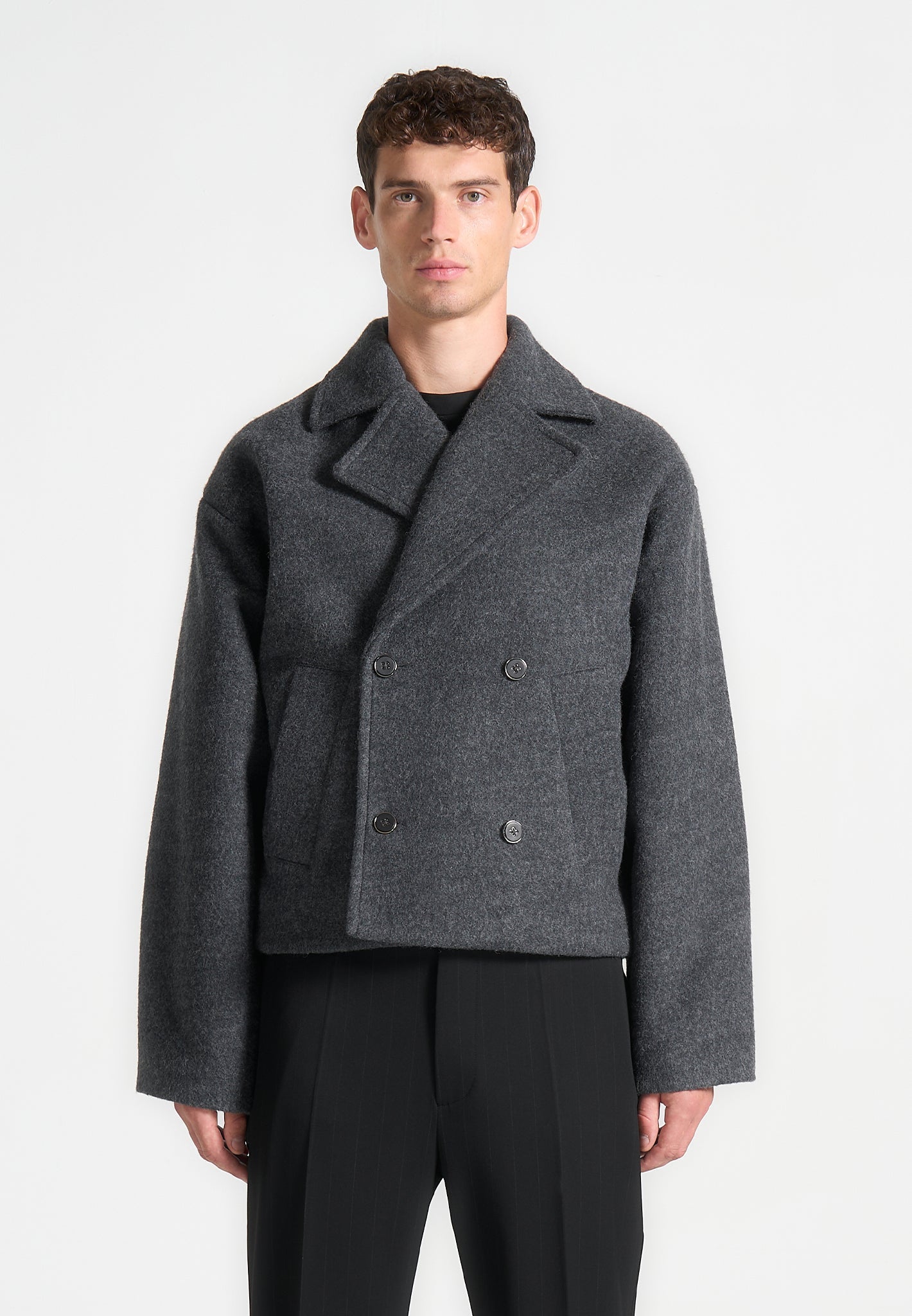 Mika - Unisex Double Breasted Jacket - Grey