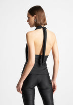 Draped Halterneck Top - Black