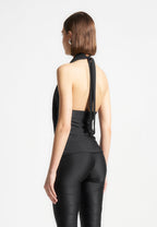 Draped Halterneck Top - Black